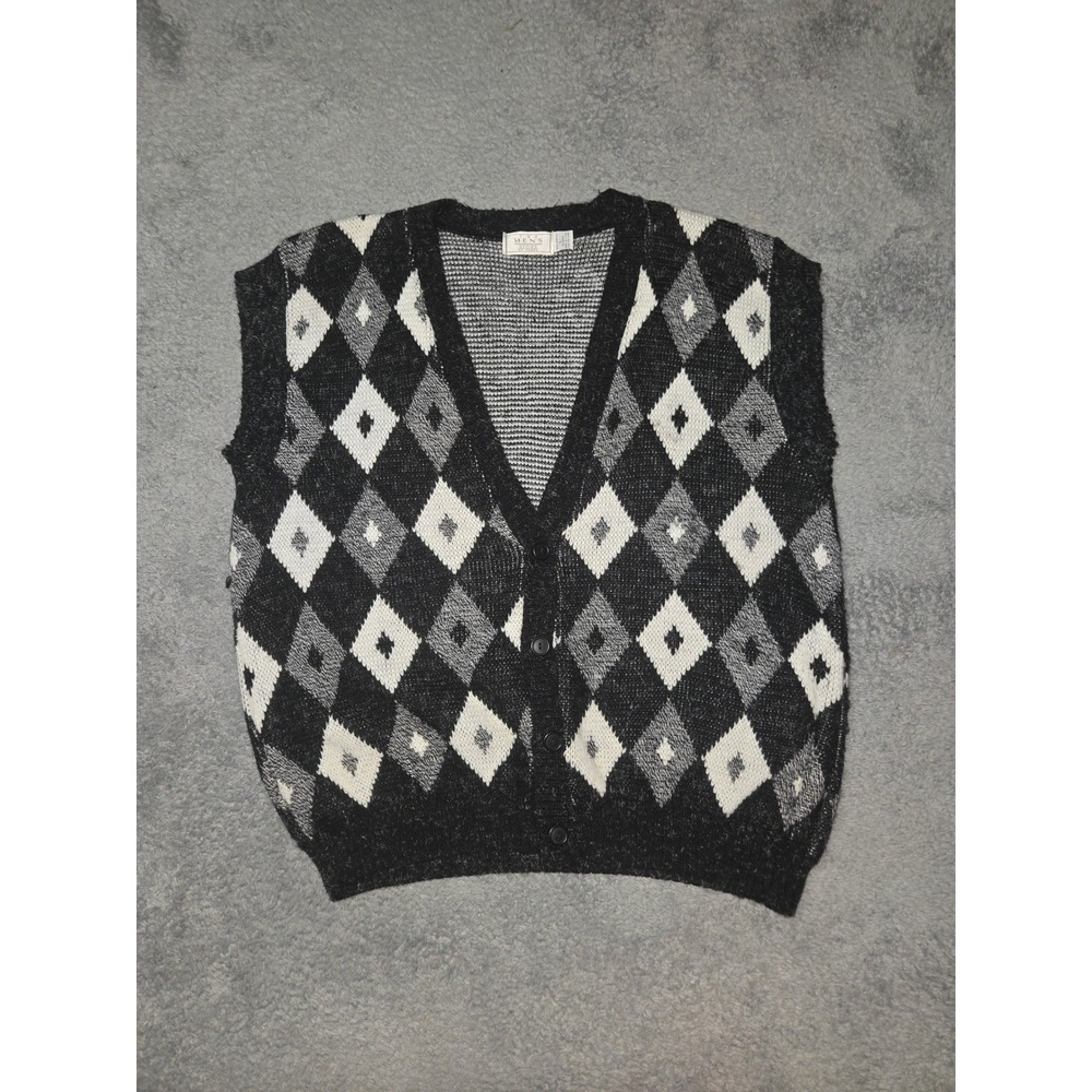 VTG The Mens Store at Sears Argyle Knit Sleeveless Sweater Vest Golf Grandpa EUC